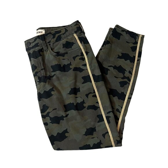 L'Agence Margot Green Camo Stone Gold Stripe Skinny Jeans‎ Size 27 High Rise - Picture 1 of 8